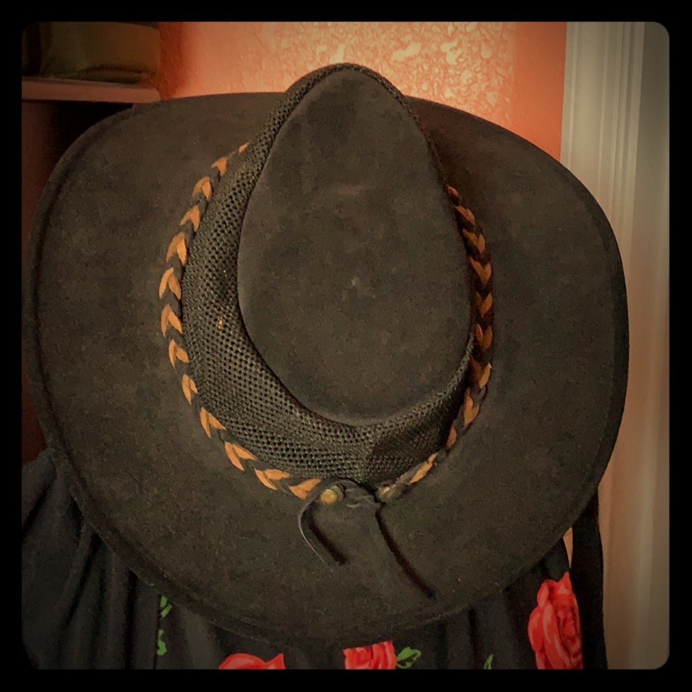 Black and Tan Leather Hat